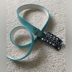 Italian Genuine Leather Belt With Crystal Buckle